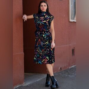 NWT Kate Hewko Geometric Belted Dress